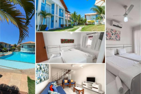 Casas com 2 ou 3 suítes (todas com ar condicionado) em condomíno a 250m praia de Taperapuã e do Axé Moi, com 2 piscinas adulto, 2 infantil, sauna e 2 portarias, internet privativa 300MBPS